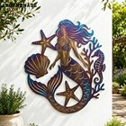 Mermaid Metal Wall Art  Fire Roasted Beach Decor  Ocean Myth Wall Hanging