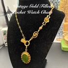 Vintage Gold Filled Pocket Watch Chain Necklace   Charm Enhancer   Fob Pendant