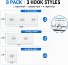 Shower Caddy Adhesive Replacement Hooks  8 Pack Waterproof No Drill Sticky