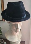 Vtg Furst Haarfilz Tyrolean Alpine German Fur Felt Hat Black 21 5  6 3 4