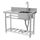 Restaurant Kitchen Stainless Steel Sink Free Standing Silver 150kg Bear Capacity