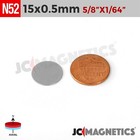 15mm X 0 5mm N52 Strong Round Disc Rare Earth Neodymium Thin Magnet 15x0 5mm