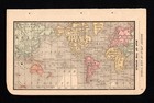 Tiny Antique World Map Vintage Small Map Of The World 1885 Miniature Map 3293