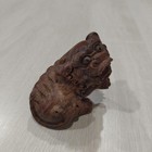 Antique Japanese Wooden Netsuke Shishi Lion Guardian Carving Samurai Edo Style