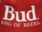 Vtg 1980s Budweiser Bud King Of Beers Red Advertising Snapback Hat Cap Made Usa