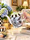 Mackenzie-childs Butterfly Toile Porcelain Teapot New No Box