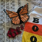 Dog Pet Costumes 8 Pc  Clown Butterfly Lion Mane Halloween Sweater Holiday Bow