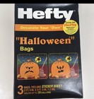 2 Hefty Halloween Trash Orange Bags Pumpkin Sticker Sheet 3 Bags  39gal Decorate