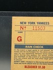 Vtg 1978 New York Yankees Unused Full Ticket Rain Check - Bleacher Game G  1 50