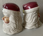 Vintage Fitz   Floyd Omnibus Santa Heads Salt Pepper Shakers Christmas Holidays