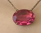 Vintage Necklace Art Deco Antique Fuchsia Pink Czech Glass Pendant