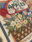 Vintage Handmade Cross Stitch 250 Apples Framed Needlepoint Sampler Country Wall