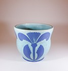Art Nouveau Planter Ceramics  Floral Turquoise Blue Josef Ekberg Sgrafitto 1923