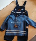 Curious George Boys 3t 2pc Corduroy Football Overalls   Long Sleeve Shirt Set
