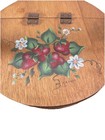 Vintage Wooden Sewing Basket Purse Hinged Top Hand Painted Folk Art Strawberries