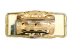 Vintage Lipstick Holder With Mirror Floral Design Gold Tone