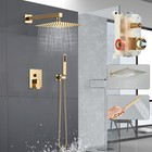 Gold Shower Faucet Set System With Mixer Valve 12inch Rain Shower Head Combo Kit