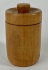 Vintage Treen Hand Turned Wood Cylinder Box With Lid - Spices  Matches  Trinkets