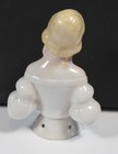 Antique Porcelain Half Doll Brush Handle Germany Elegant Bonnet Lady Pin Cushion