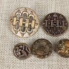 Antique Victorian Brass Metal Button Lot Openwork Floral Gilt 22-12mm Shank