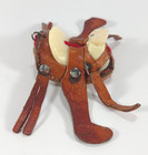 Vintage Horse Saddle Mini doll model toy Western Tooled Leather Soft Red Bottom
