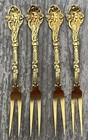 Gorham Versailles Gold Vermeil Sterling Silver Berry Forks Cocktail 4 Pcs