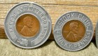 5 Pc Wheat Ear Encased Cents 1920 1927 1930 Stork Club  Rexall  Lucky Coin Club