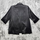 Vintage Joanna Blazer Womens S Black Satin Open Front Cuffed 3 4 Sleeve Tuxedo