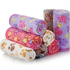 8 Pcs Puppy Blankets Fleece Paw Print Soft Throw Pet Bed Mats 16x24  Tan Pink