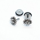 2pcs Stainless Steel Sun Funflower Stud Earrings Piercing Men Women