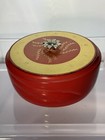 Vintage Avon Red Glass Powder Jar Vanity Keepsake Trinket Dish Red Ruby W gold