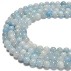 Natural Multi Blue Aquamarine Smooth Round Beads Size 6mm 8mm 10mm 15 5  strand
