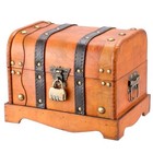 Wooden Treasure Chest With Lock  9 4x7x7 Inch 9     l X 7 w X 7 h Vintage Brown