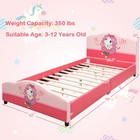 Kids Children Upholstered Platform Toddler Bed Bedroom Furniture Girl Pattern