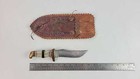 Vintage Sheath Knife - Hand Made 6  Blade Acrylic And Brass Handle