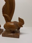 2 Vintage Wood Carved Rooster Bookends 11  Tall Home Decor Rustic D6