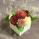 Sola Wood Rose Centerpiece Floral Arrangement Rustic Wooden Box Home Gift Decor