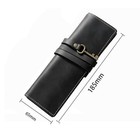 Retro Pen Roll Up Pencil Case Cowhide Leather Pen Curtain Bag Storage Holder