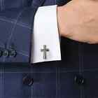 Cross Shirt Cufflinks Gift For Men s 14k White Gold Finish 925 Sterling Silver