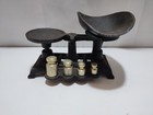 Antique Black Cast Iron Balance Weight Scale With Weights Vintage Farm House