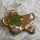 Vtg Gingerbread Man Ceramic Brooch Hand Painted Christmas Holiday Pin