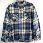 Cotton Flannel Button Up Shirt Heavy Mens Blue Size X-large Outdoor