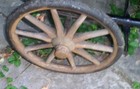 Antique Wicker Baby Carriage Buggy Stroller Brake Wood Spoke Wheel Local Pickup