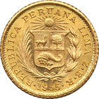 1955 Zbr Peru 1 5th Libra Gold Coin  Gem Uncirculated Bu  Km  210