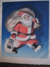 Unused 1950s Vintage Greeting Card Christmas Santa W  His Pack   Lantern