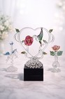 Hand Blown Glass Figurine Set Hummingbird Heart Unicorn Perfume Bottle Vintage