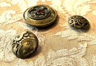 2 Antique Art Nouveau Open Work Flower Lily Pads Brass Buttons  Metal Celluloid