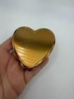Vintage  Heart Shaped Compact Superb Usa Mirror Puff Goldtone Metal