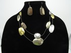 New Geometric Gold   Bronze Colored Bead Necklace   Earring Set  n2613