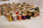 Lot Of 105 App  Antique Wooden Sewing Thread Spools Star  Coats   Clark s  Clark
